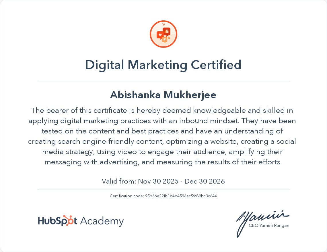 hubspot certification digital marketing